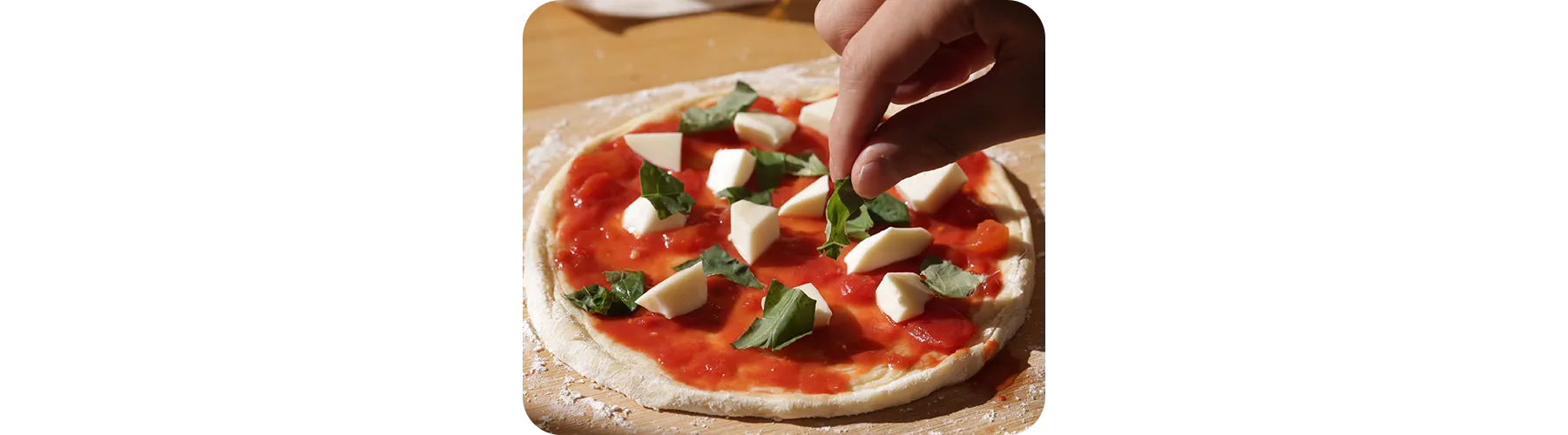 トマトベースのオーソドックスなマルゲリータピザ