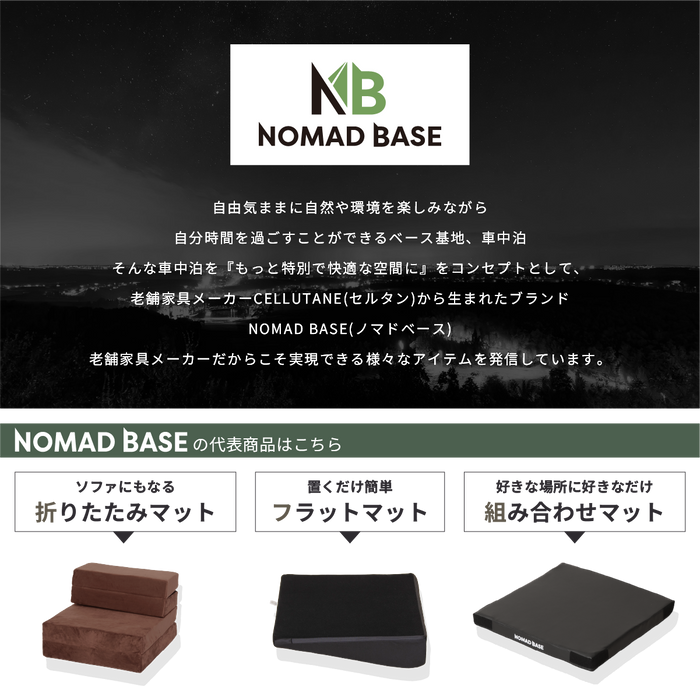 車中泊初心者セット マットレス+キルトケット SS セミシングルサイズ NOMAD BASE
